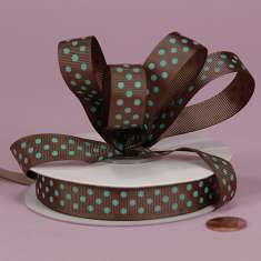 3/8 Brown Blue Polka Dot Grosgrain : click to enlarge