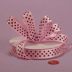 5/8 Pink Brown Polka Dots Grosgrain: click to enlarge