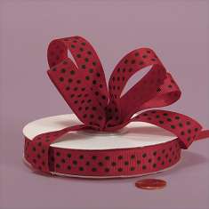 5/8 Red Grosgrain with Green Polka Dots : click to enlarge